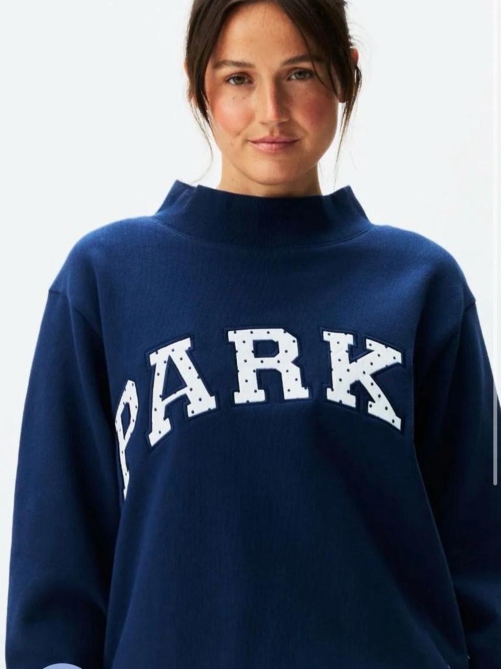 Polka Dot Letter Varsity Mockneck in Denim Size XXL NEW IN BAG